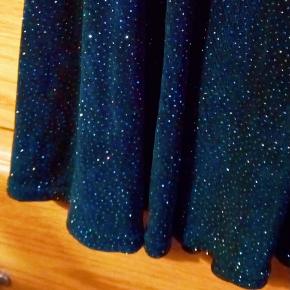 Stunning Skater Dress by Nouveau Midnight Blue Sparkly Stretchy Vintage Party - Picture 4 of 16